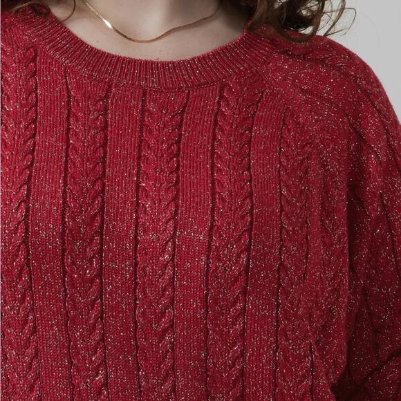 NWT Athleta decadent red metallic crew neck sweater - Picture 2 of 13